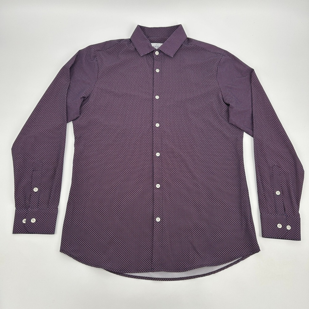 Mizzen+Main Leeward Collection Shirt Men's Large Purple Geometric Trim Fit‎